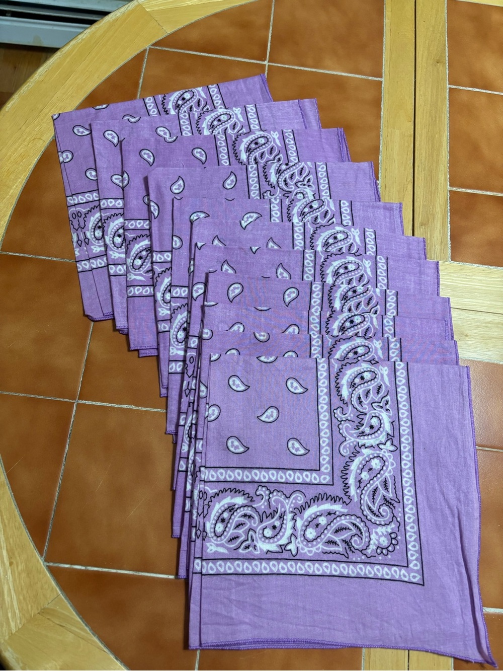 Lavender Paisley Cotton Bandana Set 11 - Home Accents Decor